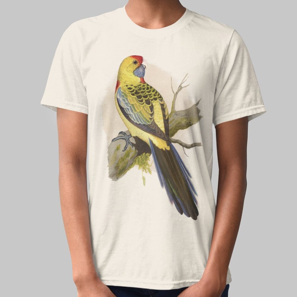 Canary Rosella Vintage Parrot Print Short Sleeve Graphic Tee T-shirt S M L XL